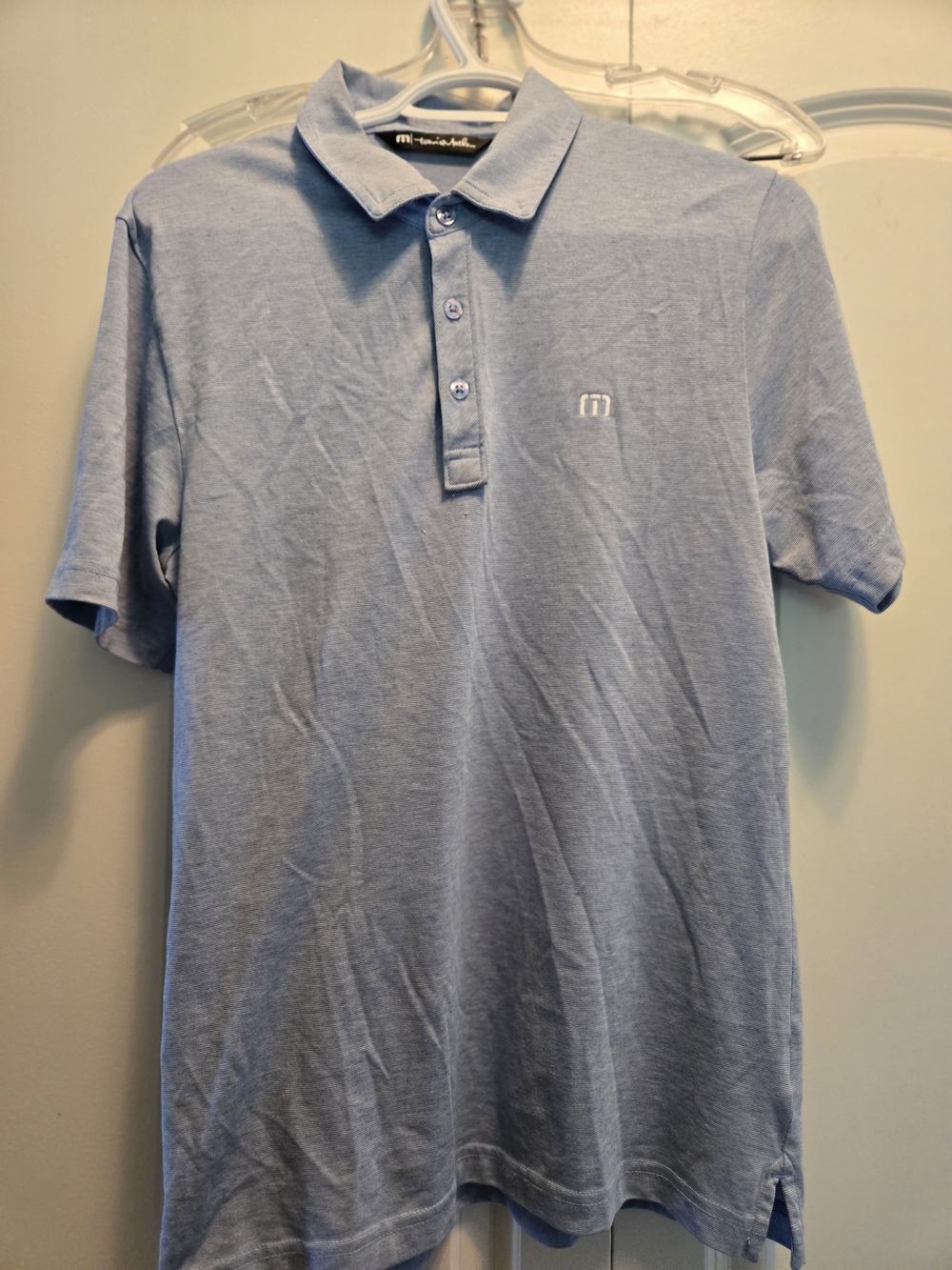 Travis Mathew Men's Heather Light Blue Polo